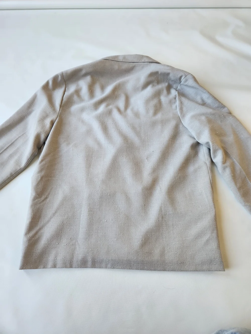 Double-Breasted Light Beige/Gray Blazer Oversized Jacket - Picture 6 of 8